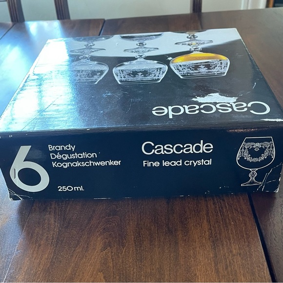 Set of 6 with box Cascade Bohemian Crystal Brandy Snifter Glasses 4 3/4" Vintage - Picture 13 of 14